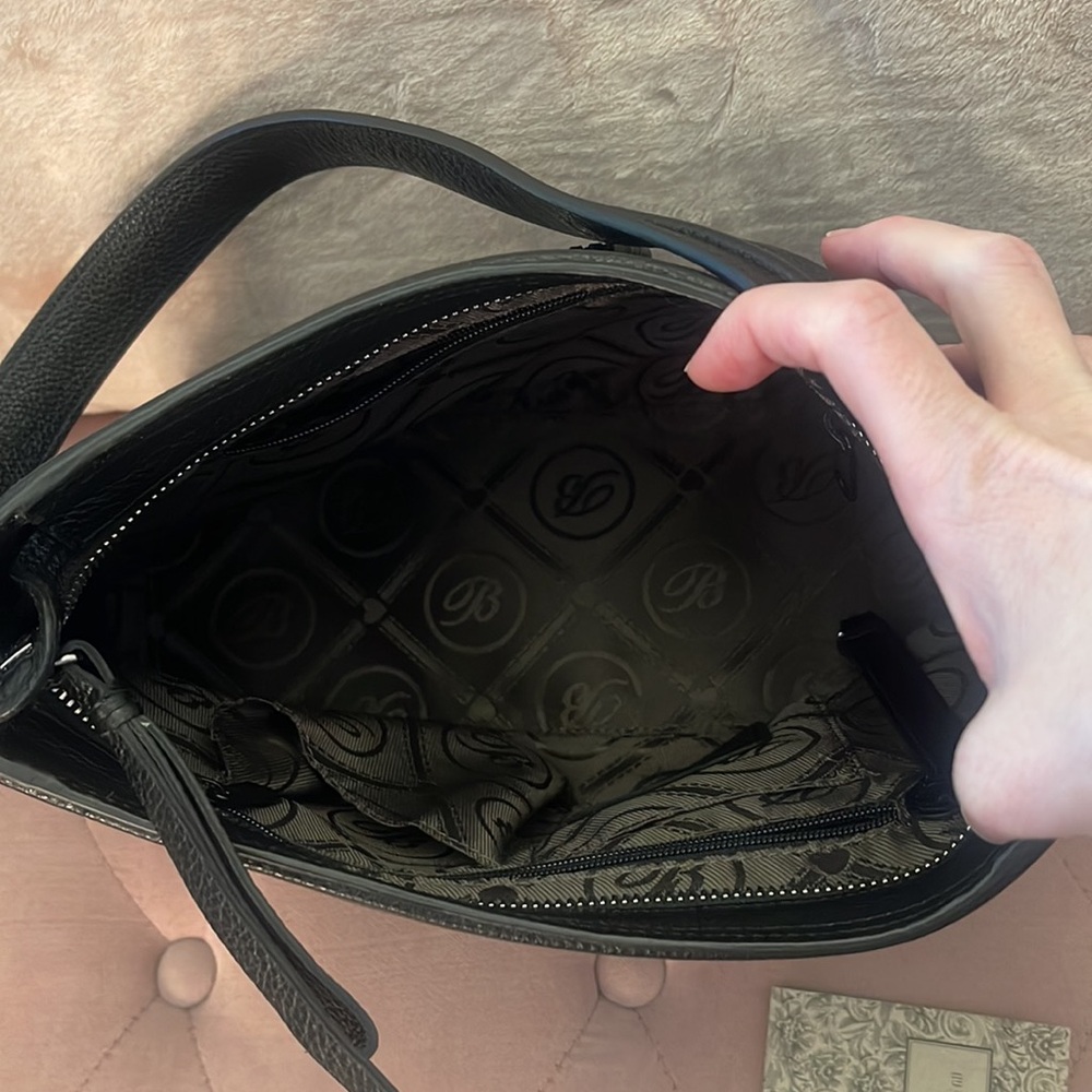 Brighton Black Leather Shoulder Bag with Silver Accents - Picture 6 of 8